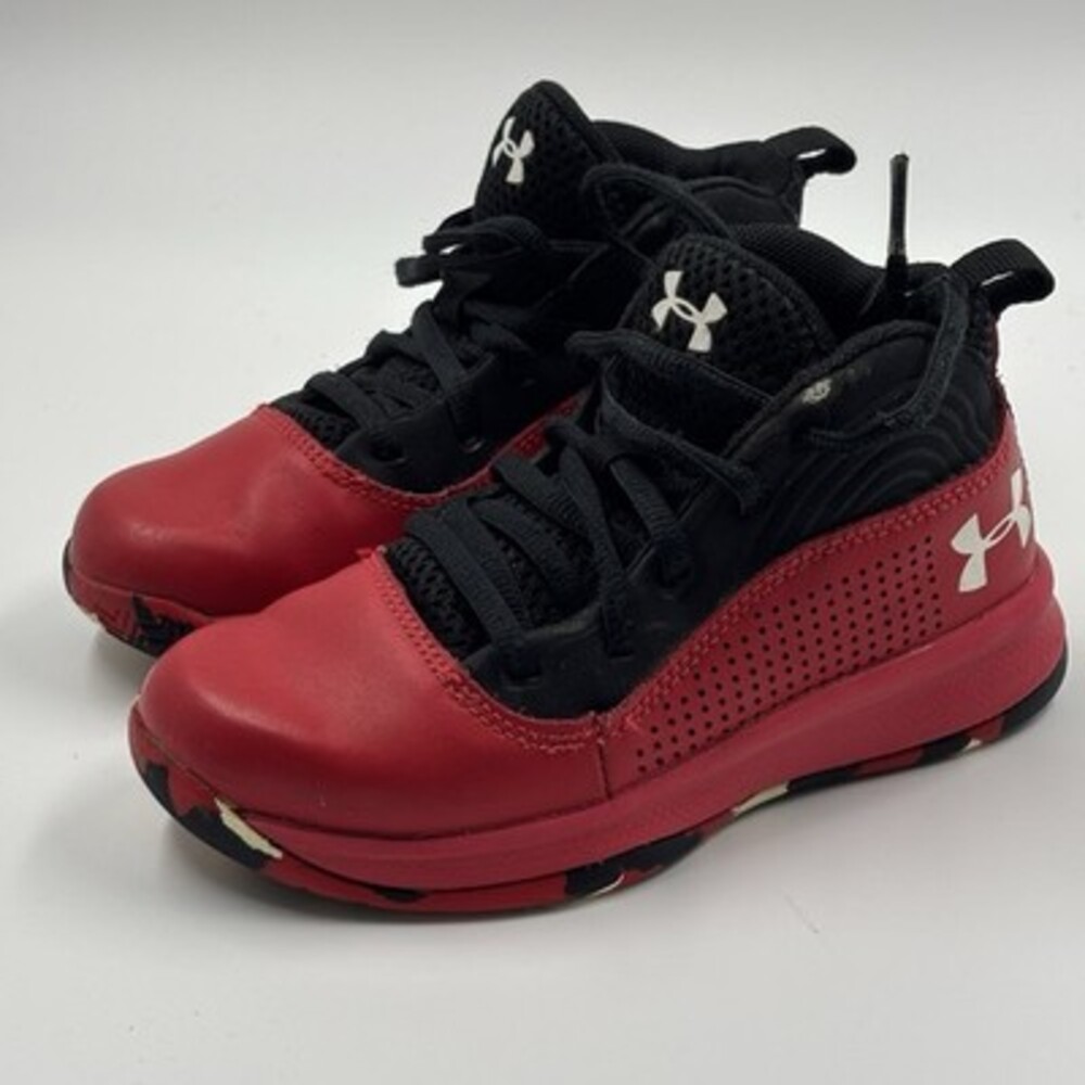UNDER ARMOUR Lockdown 6 Basketball Shoes Boy's 11K (Youth) Red/Black UA Sneakers